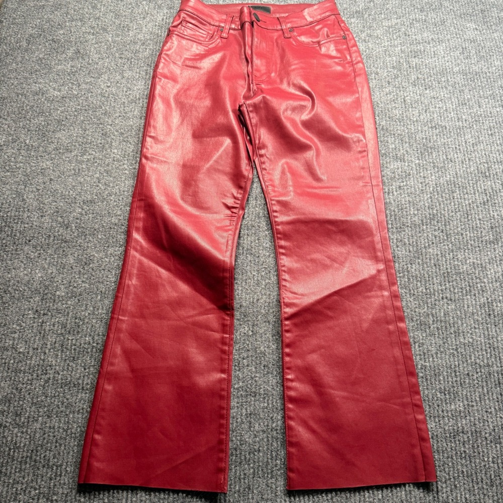 KUT from the Kloth Kelsey High Rise Ankle Flare Womens 4 Red Coated Pants